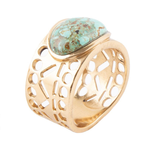 Schneide es aus Blau Türkis Goldener Ring