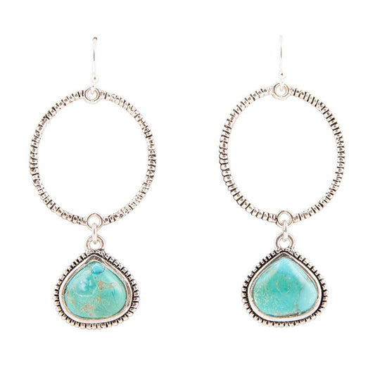 Corinth Blue Turquoise Charms Sterling Silver Earrings