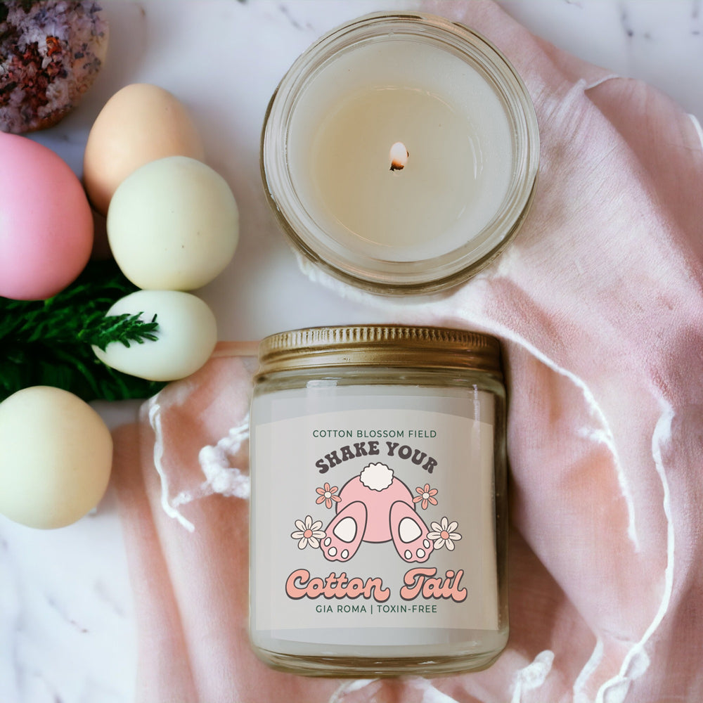 Bougie Coton Fleuri - Bougie de soja parfumée Lavande fraîche et Coton, Spa à domicile