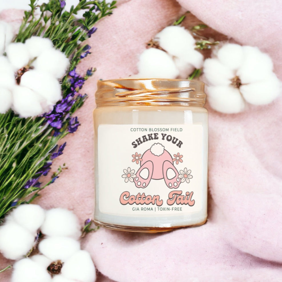 Bougie Coton Fleuri - Bougie de soja parfumée Lavande fraîche et Coton, Spa à domicile