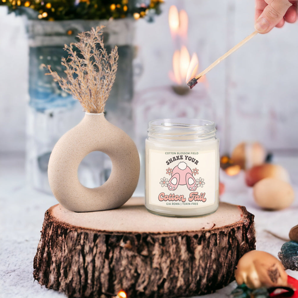 Bougie Coton Fleuri - Bougie de soja parfumée Lavande fraîche et Coton, Spa à domicile