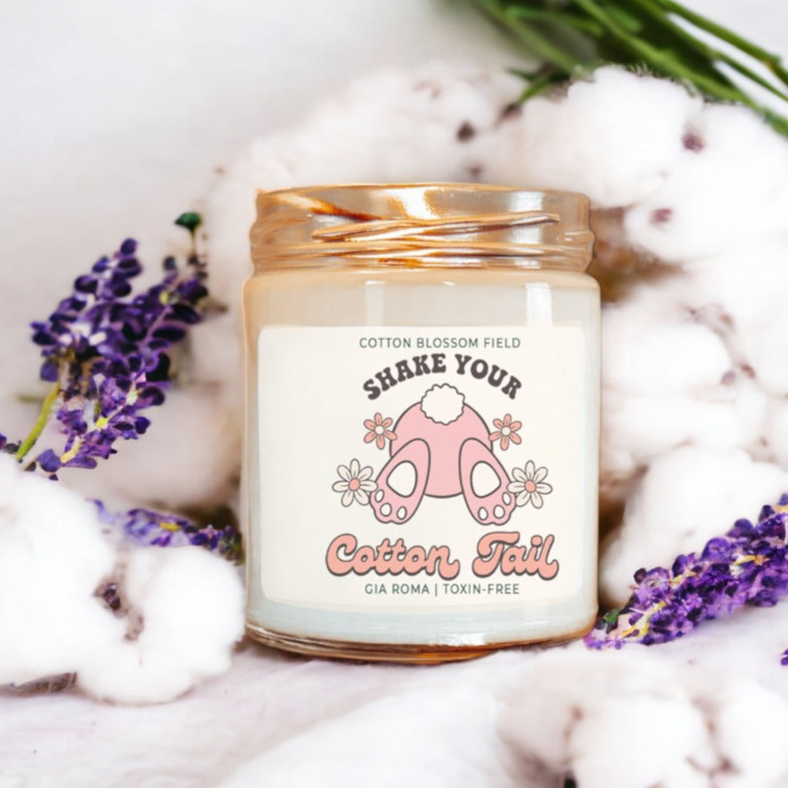 Bougie Coton Fleuri - Bougie de soja parfumée Lavande fraîche et Coton, Spa à domicile
