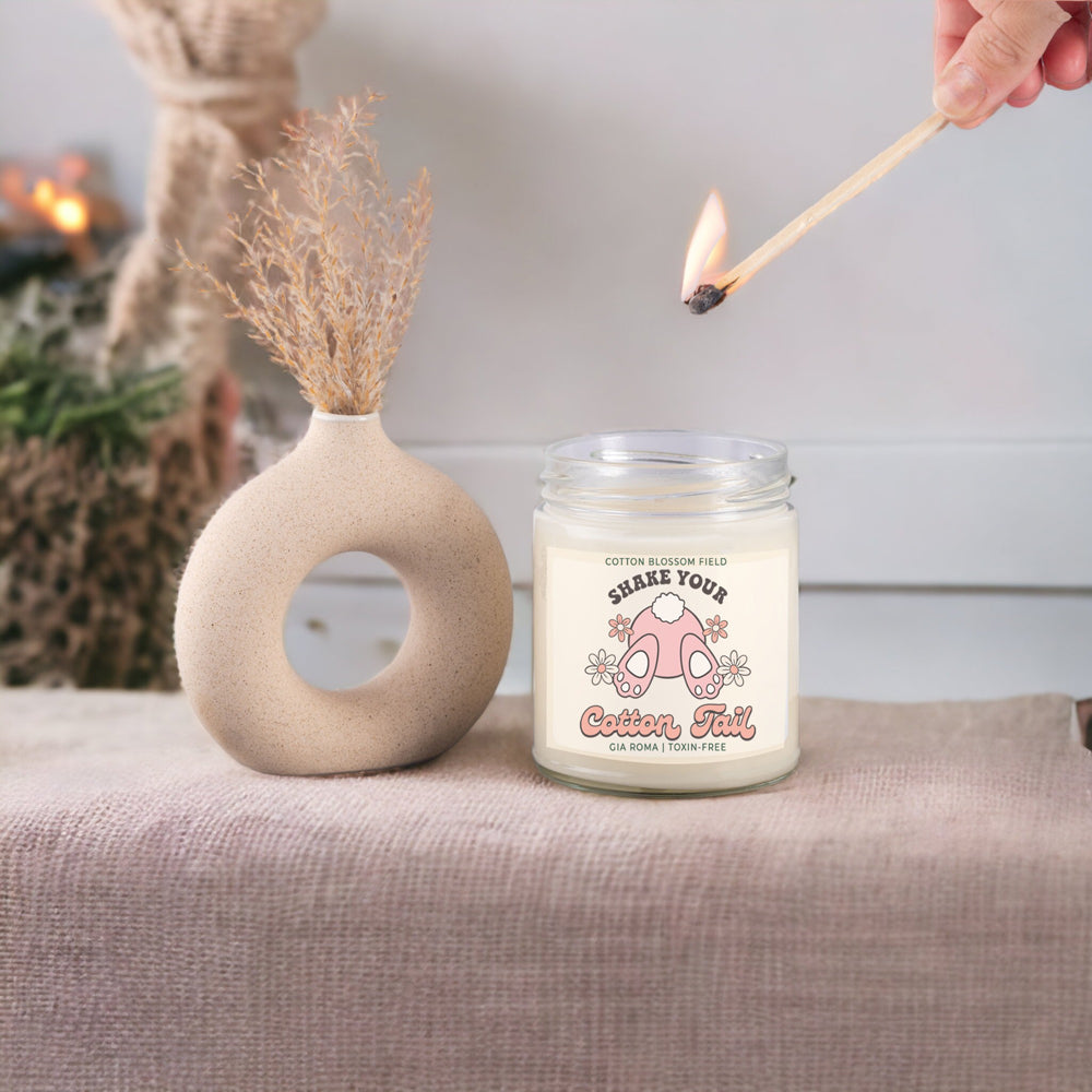 Bougie Coton Fleuri - Bougie de soja parfumée Lavande fraîche et Coton, Spa à domicile