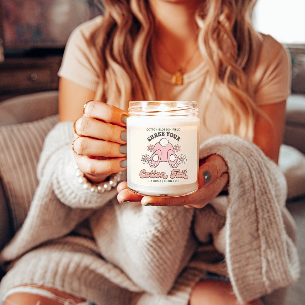 Bougie Coton Fleuri - Bougie de soja parfumée Lavande fraîche et Coton, Spa à domicile