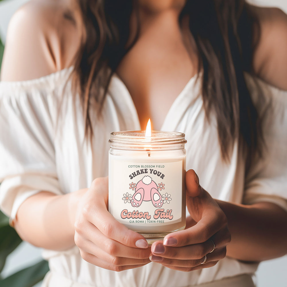 Bougie Coton Fleuri - Bougie de soja parfumée Lavande fraîche et Coton, Spa à domicile