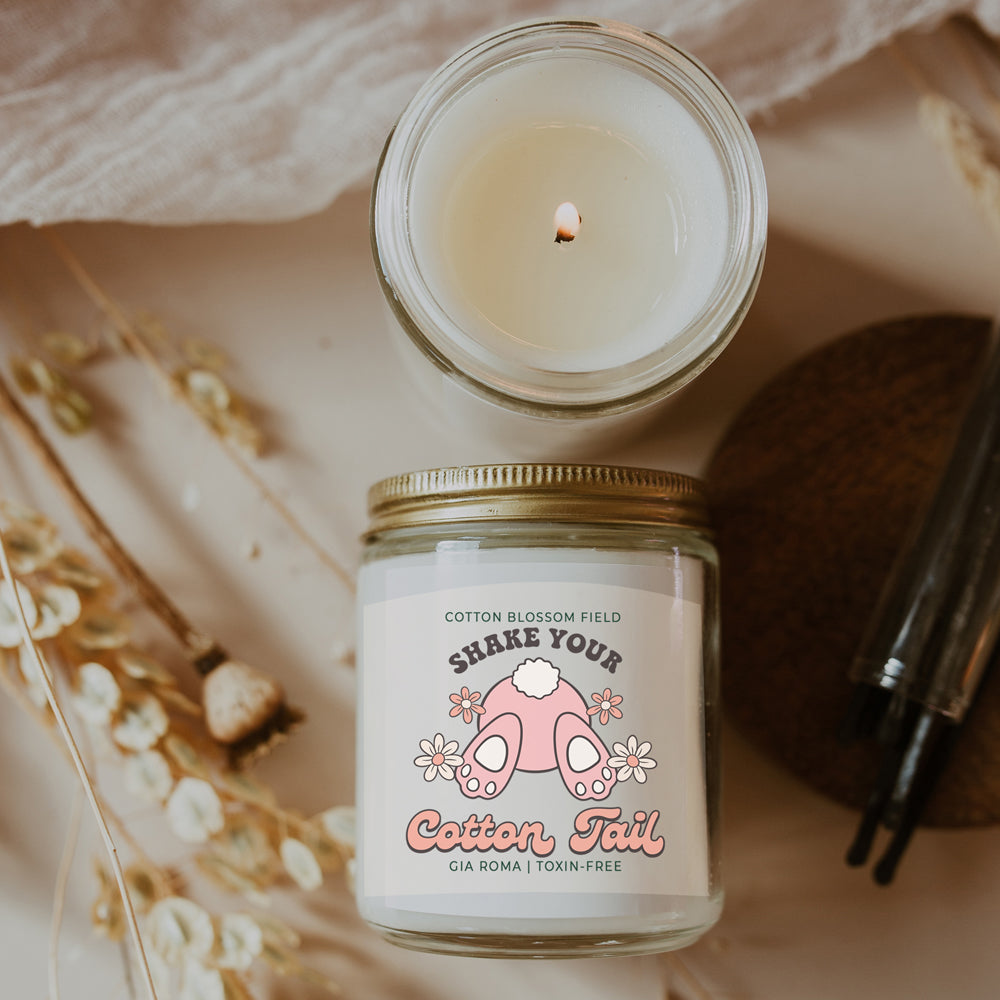 Bougie Coton Fleuri - Bougie de soja parfumée Lavande fraîche et Coton, Spa à domicile
