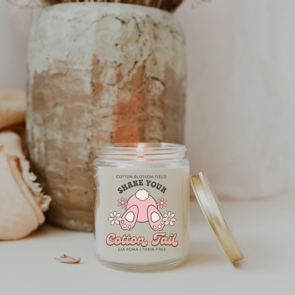 Bougie Coton Fleuri - Bougie de soja parfumée Lavande fraîche et Coton, Spa à domicile
