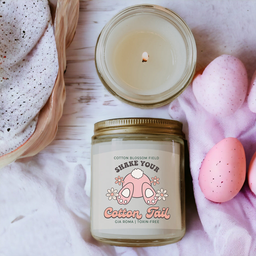 Bougie Coton Fleuri - Bougie de soja parfumée Lavande fraîche et Coton, Spa à domicile