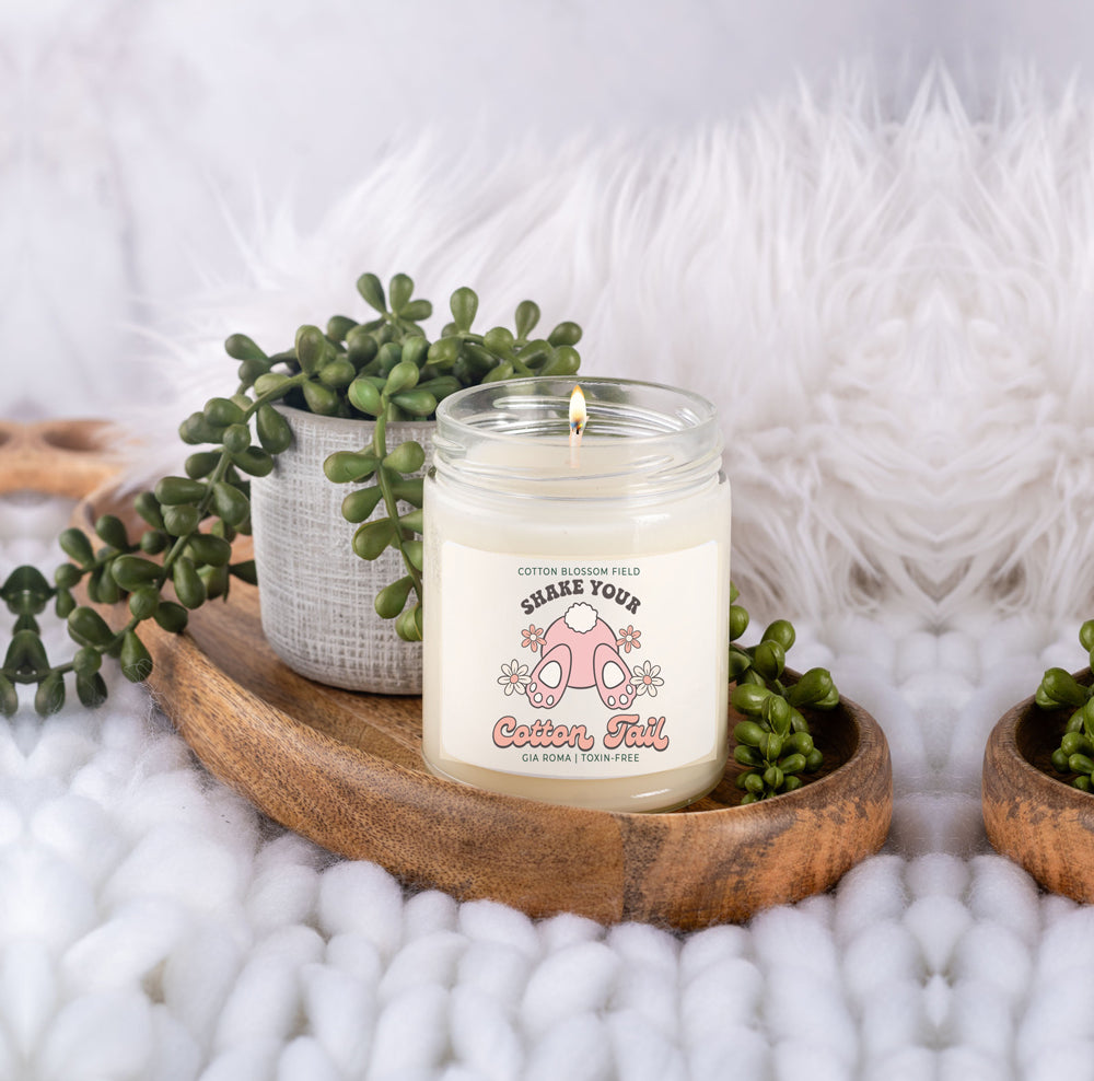 Bougie Coton Fleuri - Bougie de soja parfumée Lavande fraîche et Coton, Spa à domicile