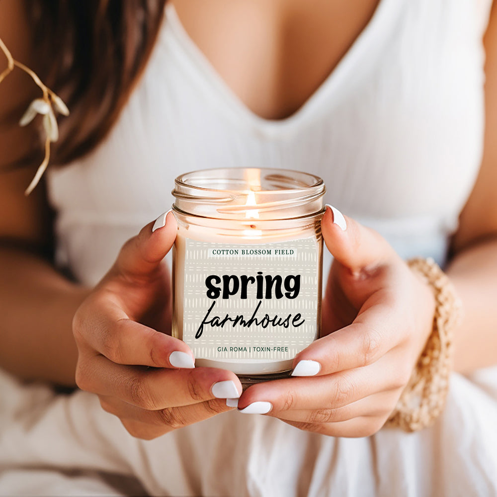 Cotton Blossom Soy Candle Fresh Lavender Cotton Spa Scent For Home