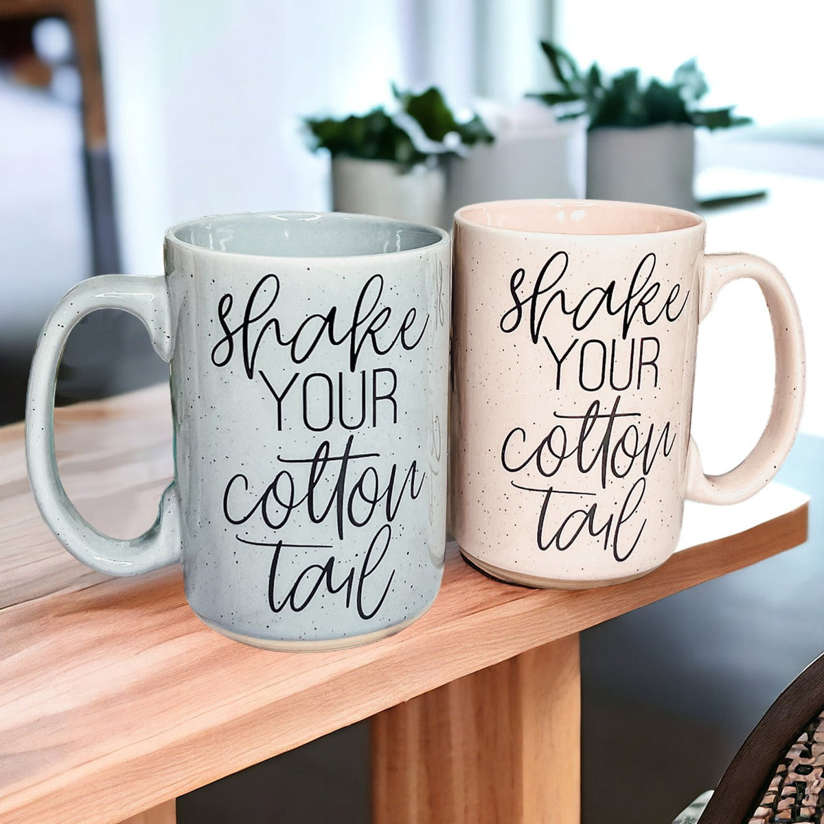 Shake Your Cotton Tail 16oz Ceramic Easter Coffee Mug Pastel Pink Blue