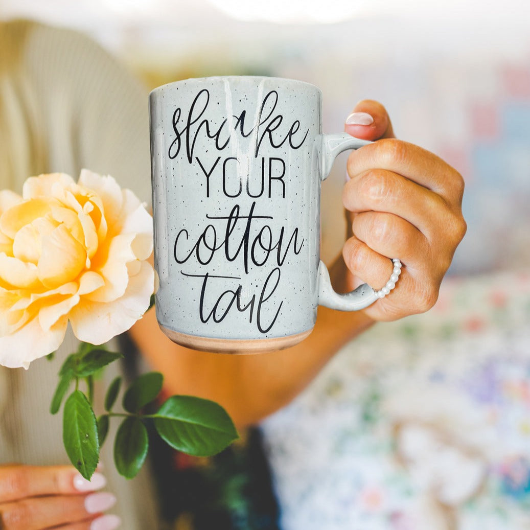 Mug à café de Pâques en céramique de 47 cl - Rose pastel et bleu - Motif lapin