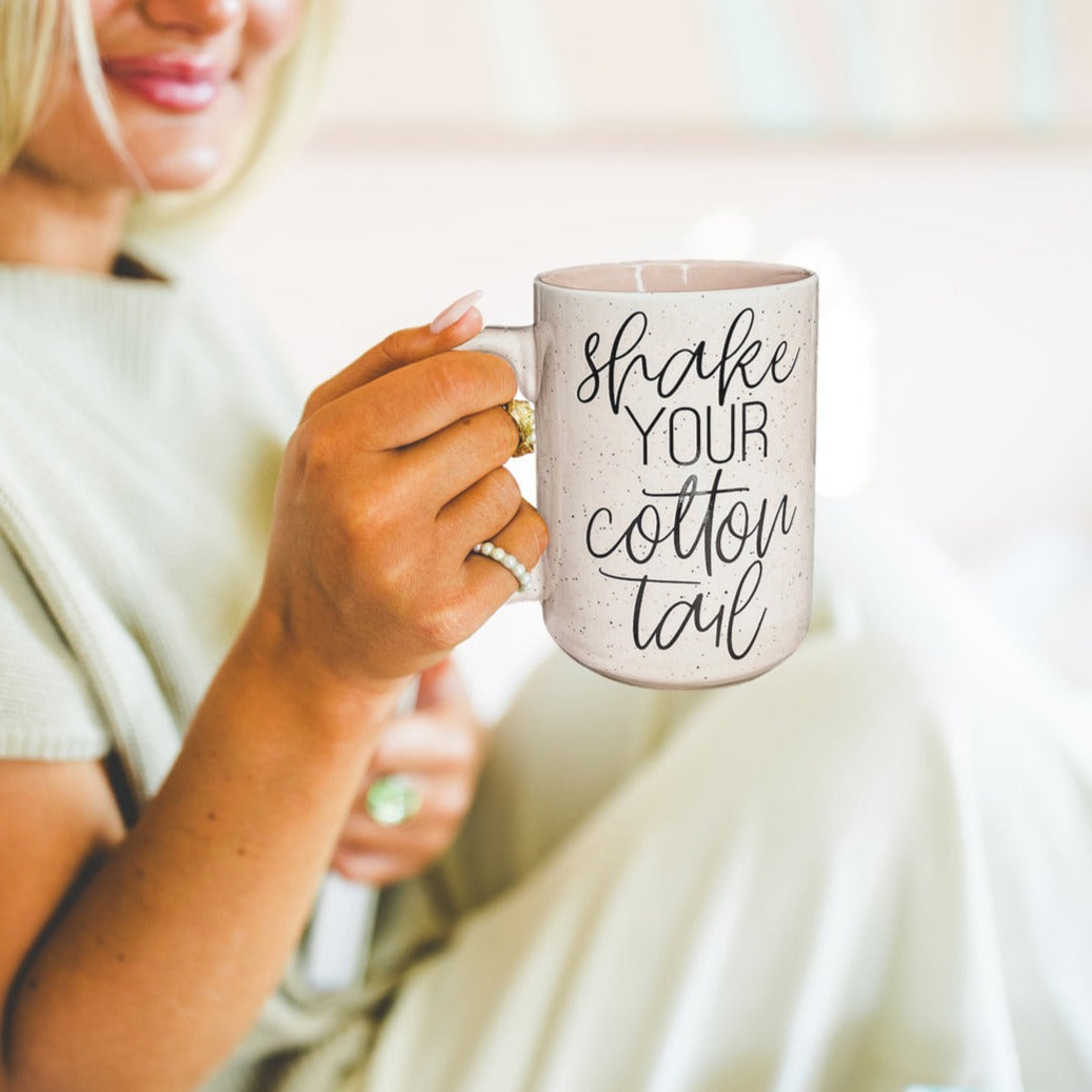Shake Your Cotton Tail 16oz Ceramic Easter Coffee Mug Pastel Pink Blue