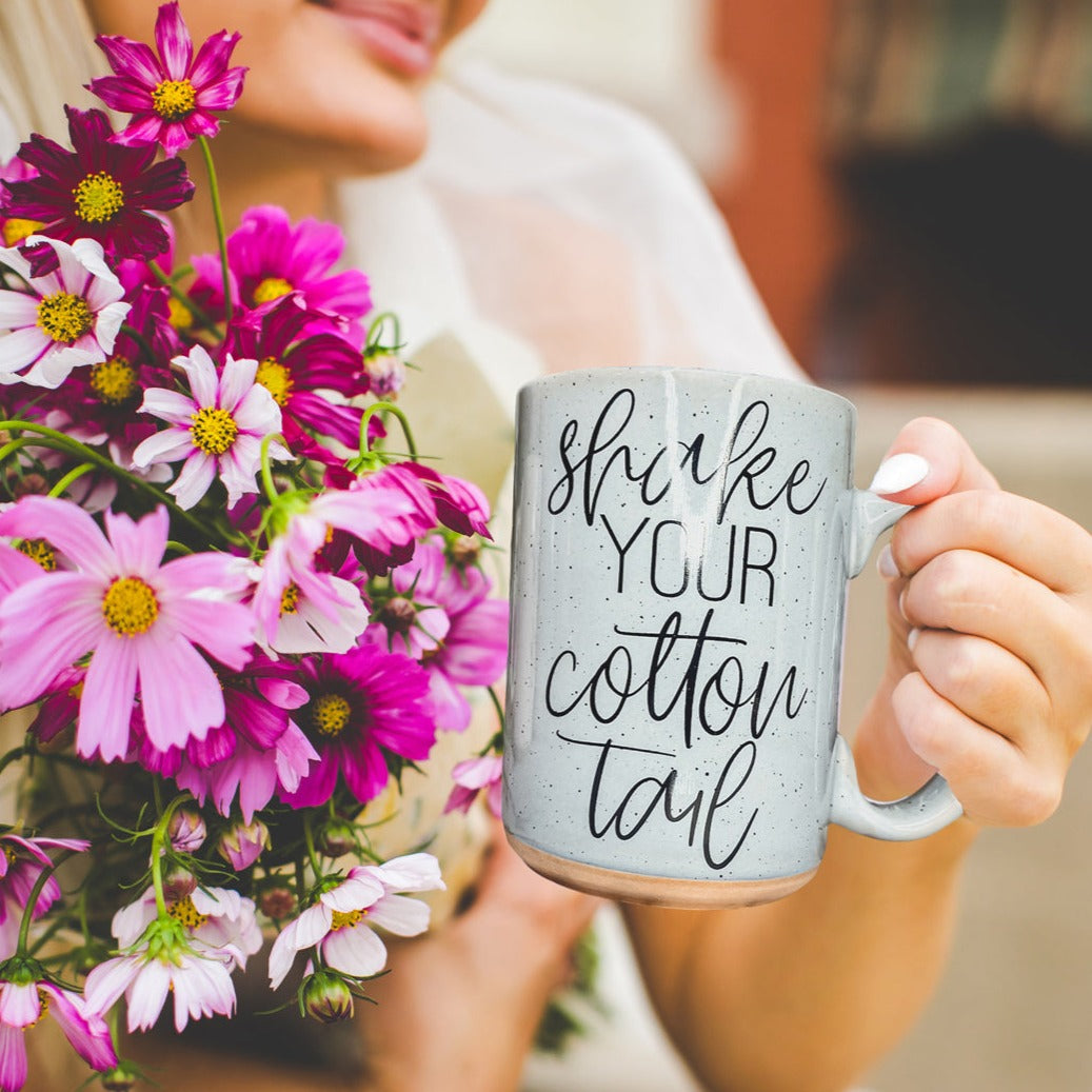 Shake Your Cotton Tail 16oz Ceramic Easter Coffee Mug Pastel Pink Blue