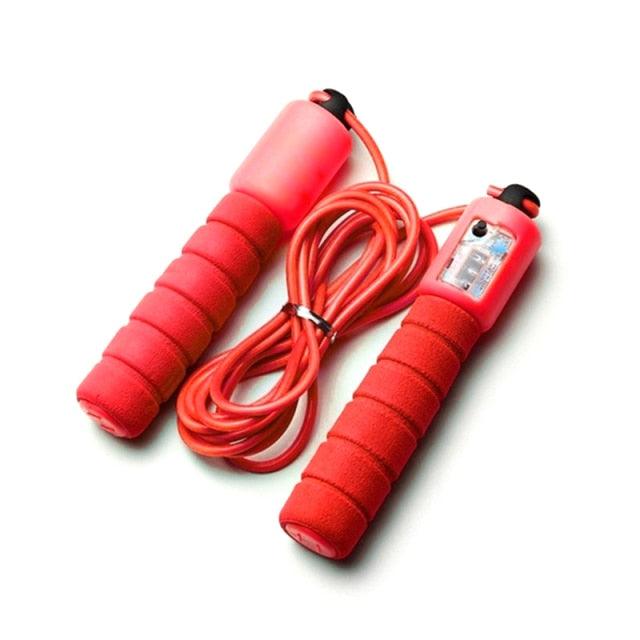 Counting Adult Fitness Fat Burning Bearing Weight Adjustable Steel Jump Rope With Counter For Aerobic Exercise Sports Fitness Cardio Workout Adjustable Cable Soft Sponge Handle For Kids Womens