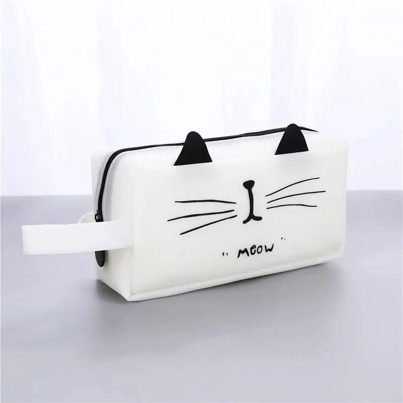Creative Leather Black Large Capacity  Pencil Pouch For Students Unique Colors Stationery Office Pencil Cases