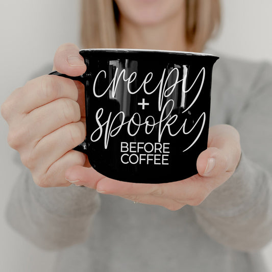 Gruselige unheimliche schwarze Keramiktasse 410 ml Halloween-Kaffeetasse für gotische Morgenstimmung