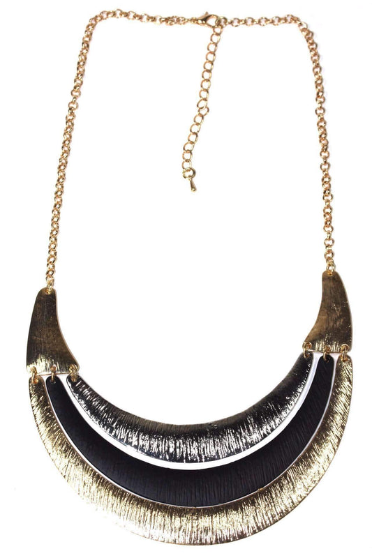 Collier à trois rangs lune croissante plaqué or
