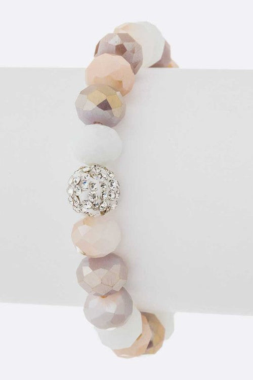Crystal Bead Stretch Bracelet Set Multi Color Sparkle
