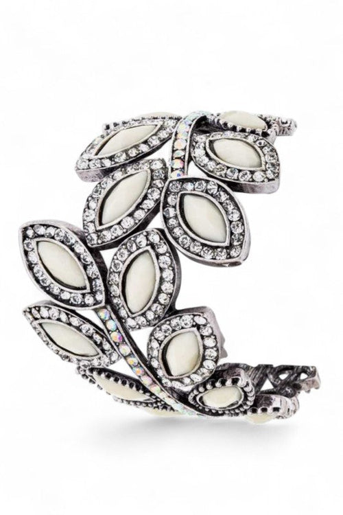 Bracelet jonc articulé élégant Crystal Leaf