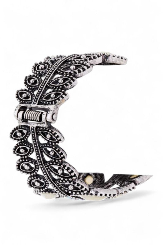 Bracelet jonc articulé élégant Crystal Leaf
