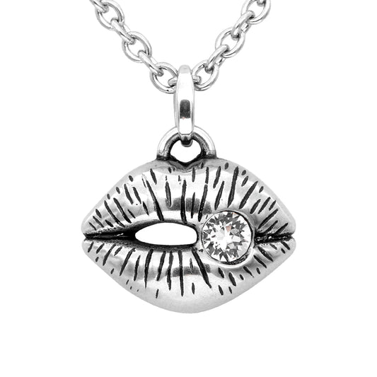 Pendentif lèvres en cristal avec accent en argent sterling