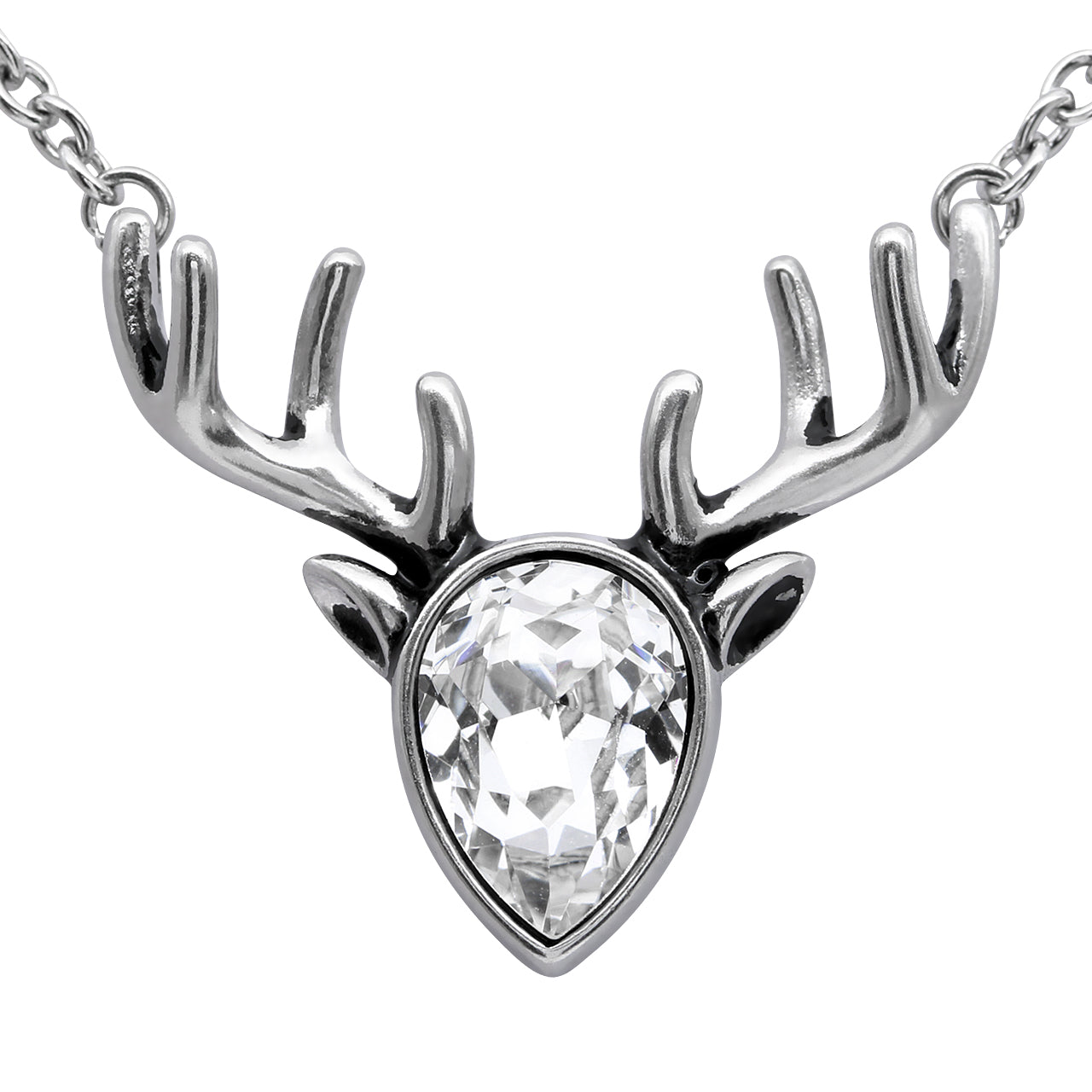 Collier de renne en cristal Pendentif argenté des Fêtes Étincelant