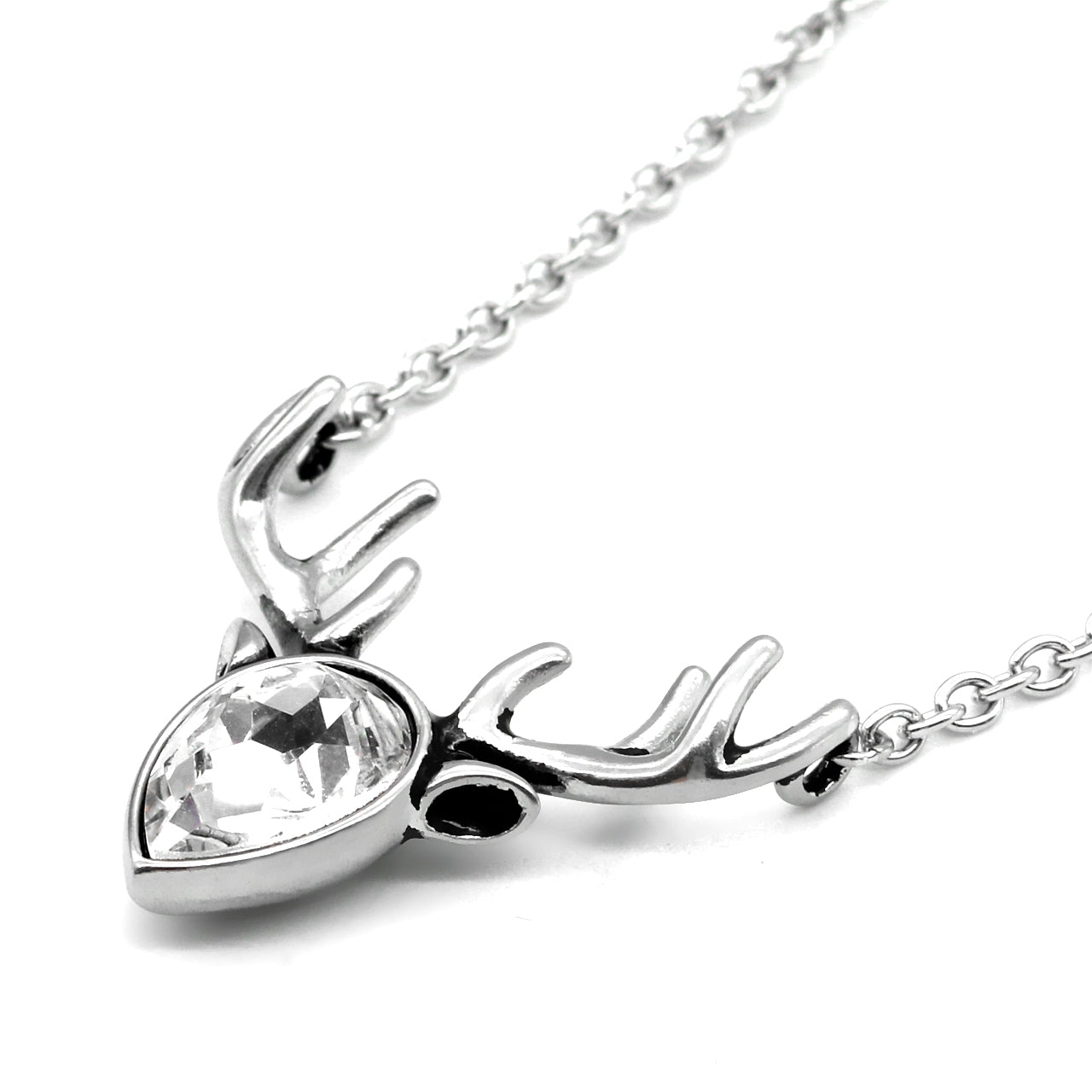 Collier de renne en cristal Pendentif argenté des Fêtes Étincelant