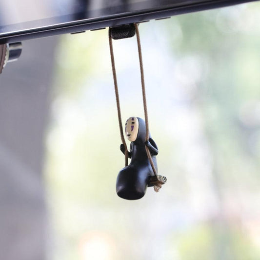 Cute Anime Car Accessories Faceless Male Cat Pendant Auto Rearview Mirror Pendant Birthday Gift Auto Decoration Anime Car Accessories of No Face Man Car Pendant Hanging Swing for Car Rear View Mirror Accessories Ornaments Coche