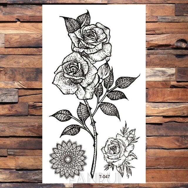 Cute Black Birds Temporary Waterproof Stickers Tattoo Flower Body Elegant Bird Butterfly Style For Womens