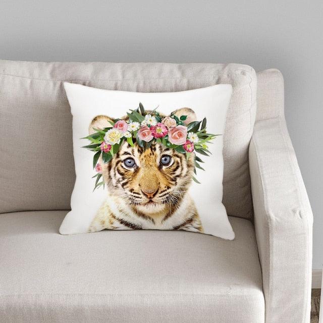 Cute Decorative Pillow Case Cover Grey Rabbit Isolated On A White Background Bunny Tail Back Soft Linen Pillow Case For Decorative Bedroom Case Cushion Covers Home Throw Pillows Flower Pillow Case Rabbit Sofa Animal Cushion Cover 45X45CM