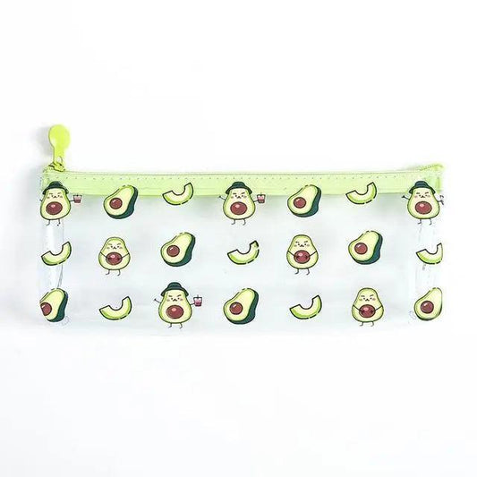 Cute Fruit Theme Pencil Case Unique Design Avocado Pattern Transparent Pencil Pouch School Pencil Bag For Students
