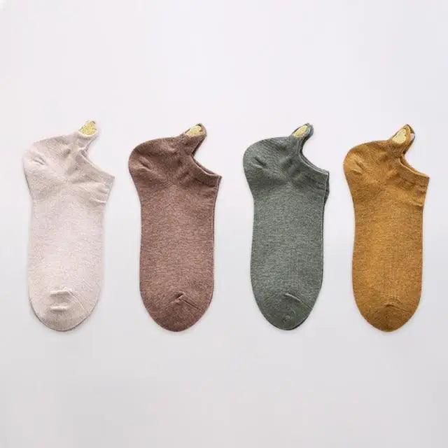 Cute Heart Design 4 Pairs Socks For Women Fashion Spring Cotton Modern Girls Casual Outdoor Socks For Women
