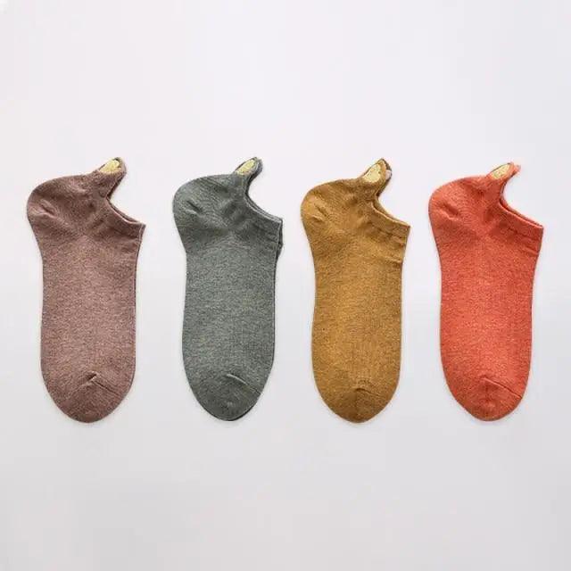 Cute Heart Design 4 Pairs Socks For Women Fashion Spring Cotton Modern Girls Casual Outdoor Socks For Women