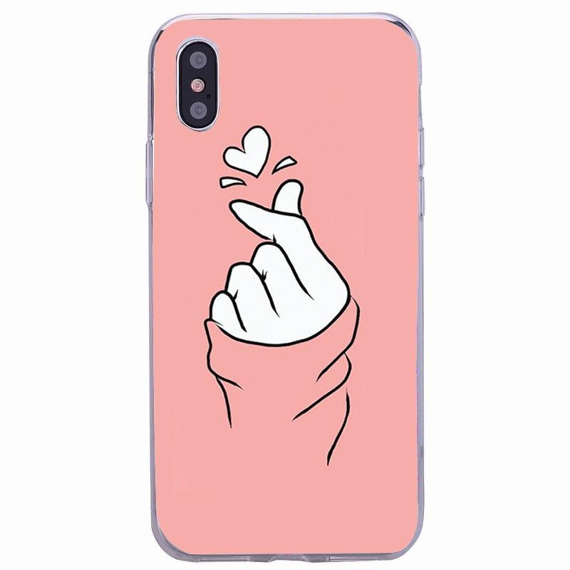 Cute Hearts Pattern Slim Thin Soft Shockproof Silicone Protective Case Case For Iphone 11 Case Cover Silicone Soft Cover For Iphone 5 5s Se 2020 6s 7 8 Plus Xs 11 Pro Max X Xr
