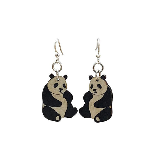 Boucles d'oreilles pendantes en bois motif panda mignon hypoallergéniques