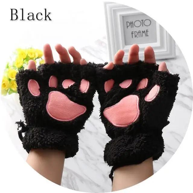 Cute Women Winter 1Pair Warm Fingerless Lovely Gloves Fluffy Colorful Comfortable Gloves For Autumn