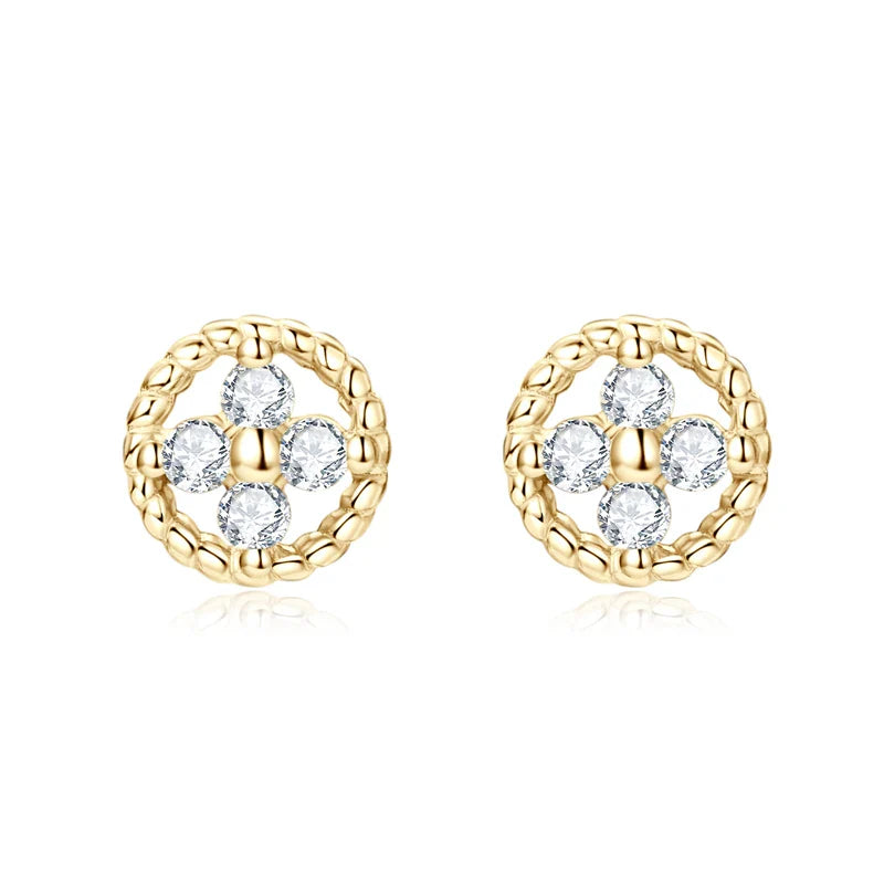 D-Color Moissanite Round Stud Earrings 925 Sterling Silver For Women Party