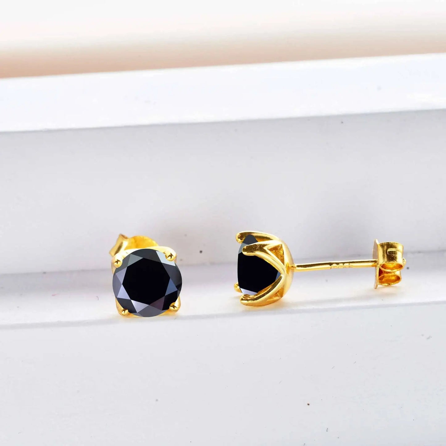 D Color Moissanite Stud Earrings 925 Sterling Silver 18K Gold Plated for Women