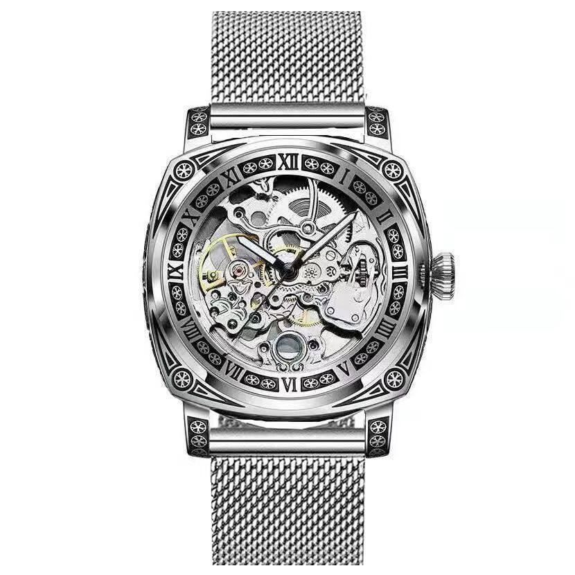 Carved Vintage Fashion Hollow Mechanical Automatic Mens Watch