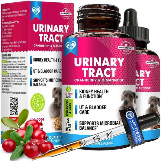 Cat & Dog UTI Treatment Drops 60 ml 2-Pack Cranberry & D-Mannose Bladder Support