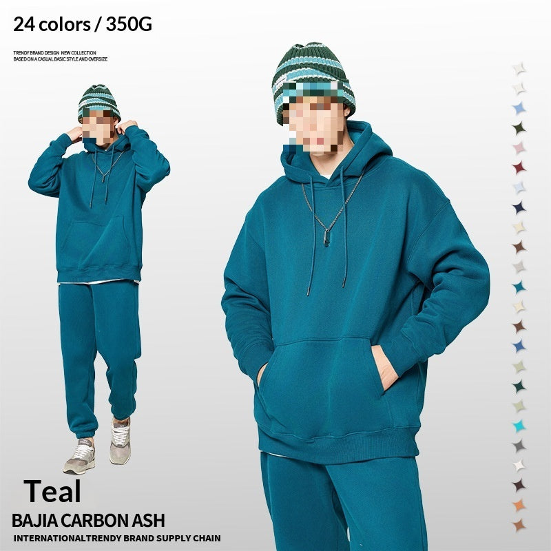 Solid-color Fleece-lined Hoodie For Teens Mens Style