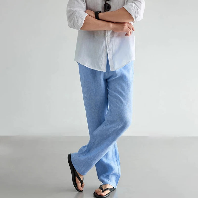 Men's Solid-Colored Versatile Drawstring Straight-Cut Casual Pants