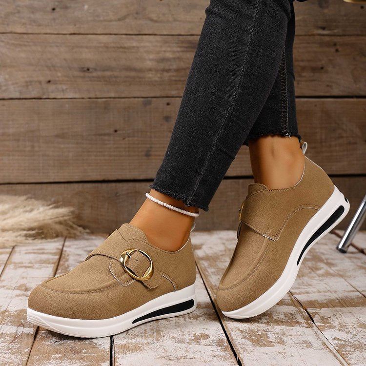 Solid-color Front-laced Casual Slip-on Womens Shoes