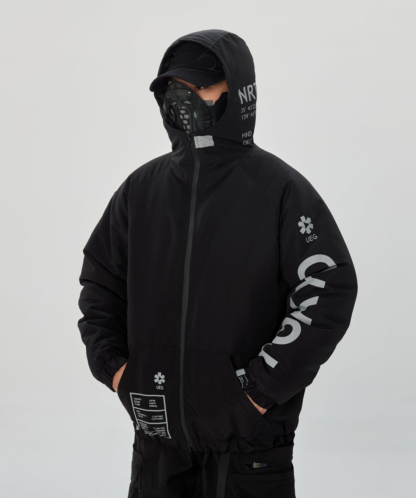 IB433 Doudoune parka noire Tokyo d'hiver