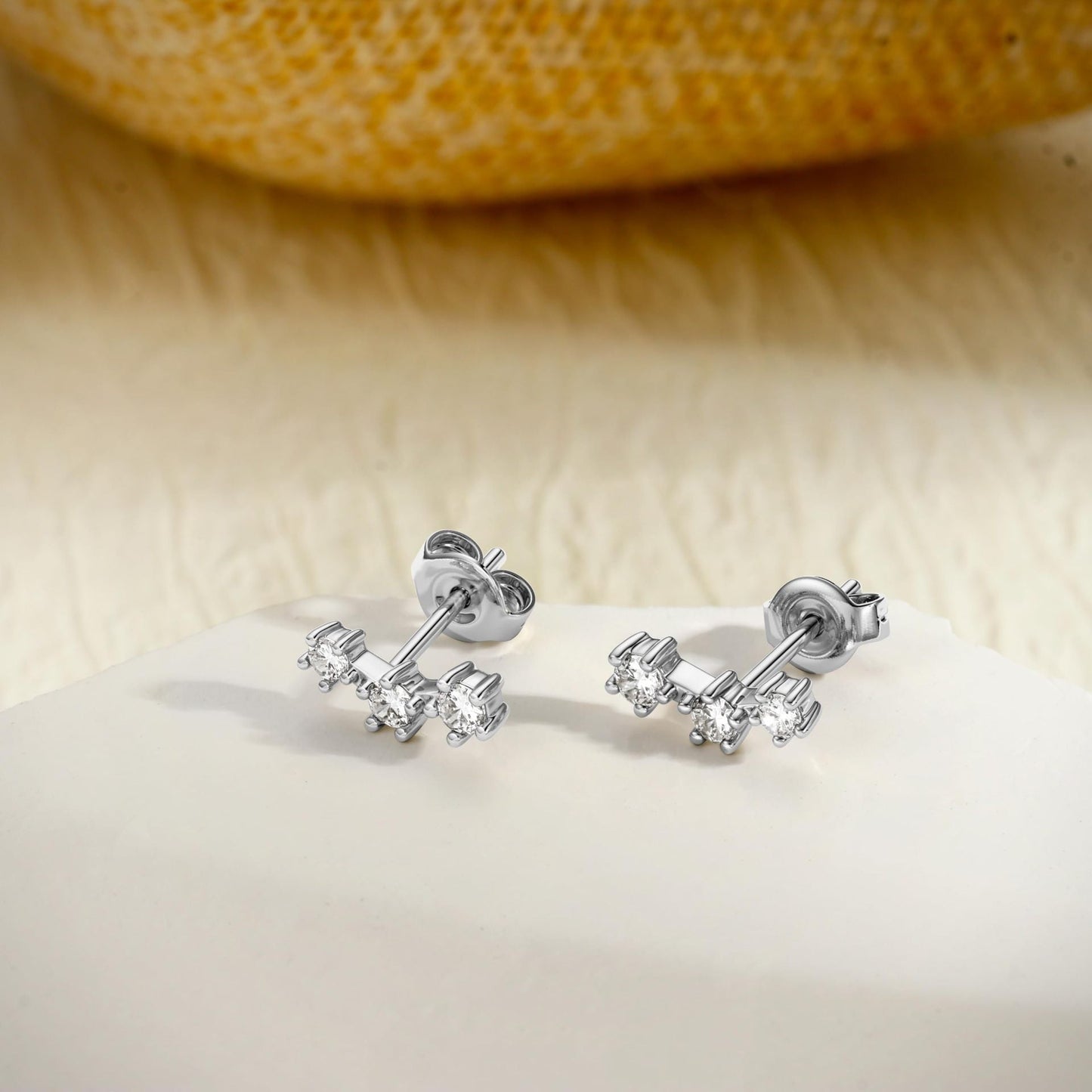 Womens Brass Earrings Set With Silver Needles And Real Gold Plating