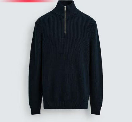 Mens Fashion Half-neck Cotton Knit Sweater