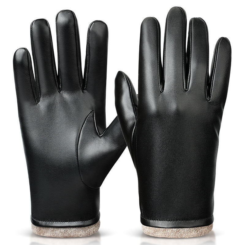 Mens Business-Style Wind- And Water-Resistant Leather Gloves