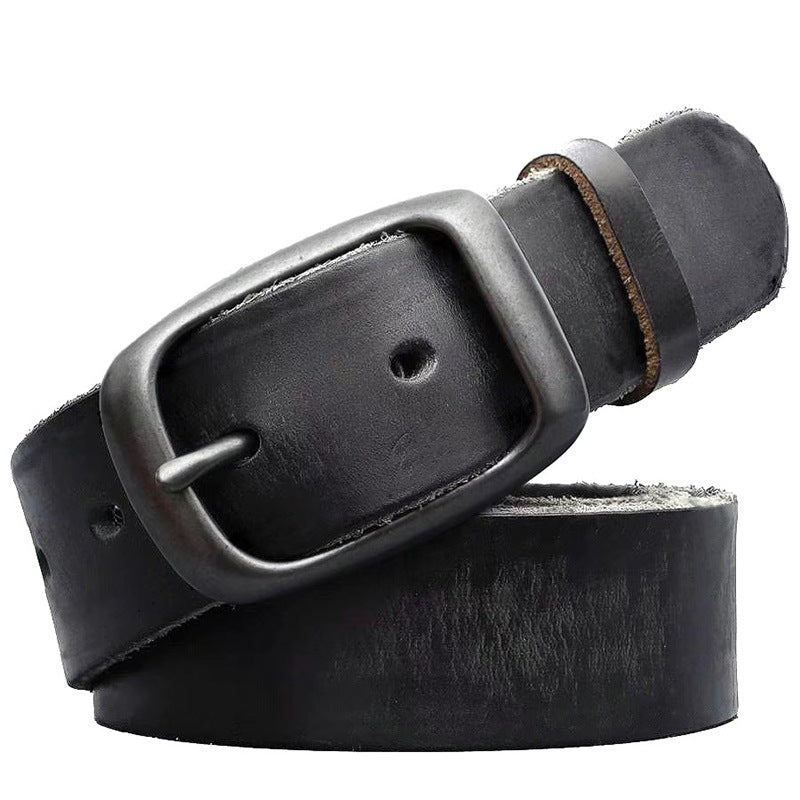 Mens Full-grain Leather Belt With A Pin Buckle