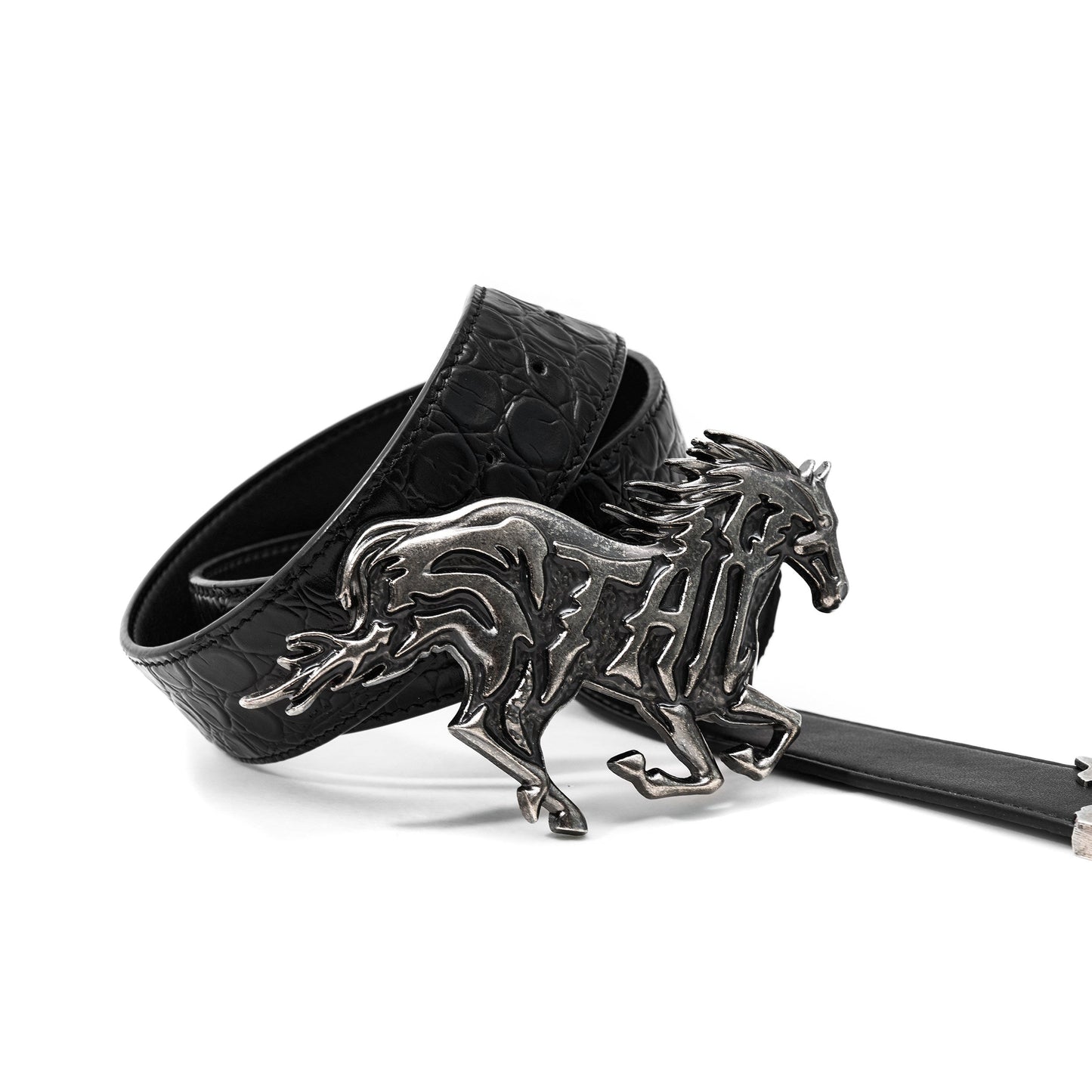 Textured Embossed Full-grain Leather Belt